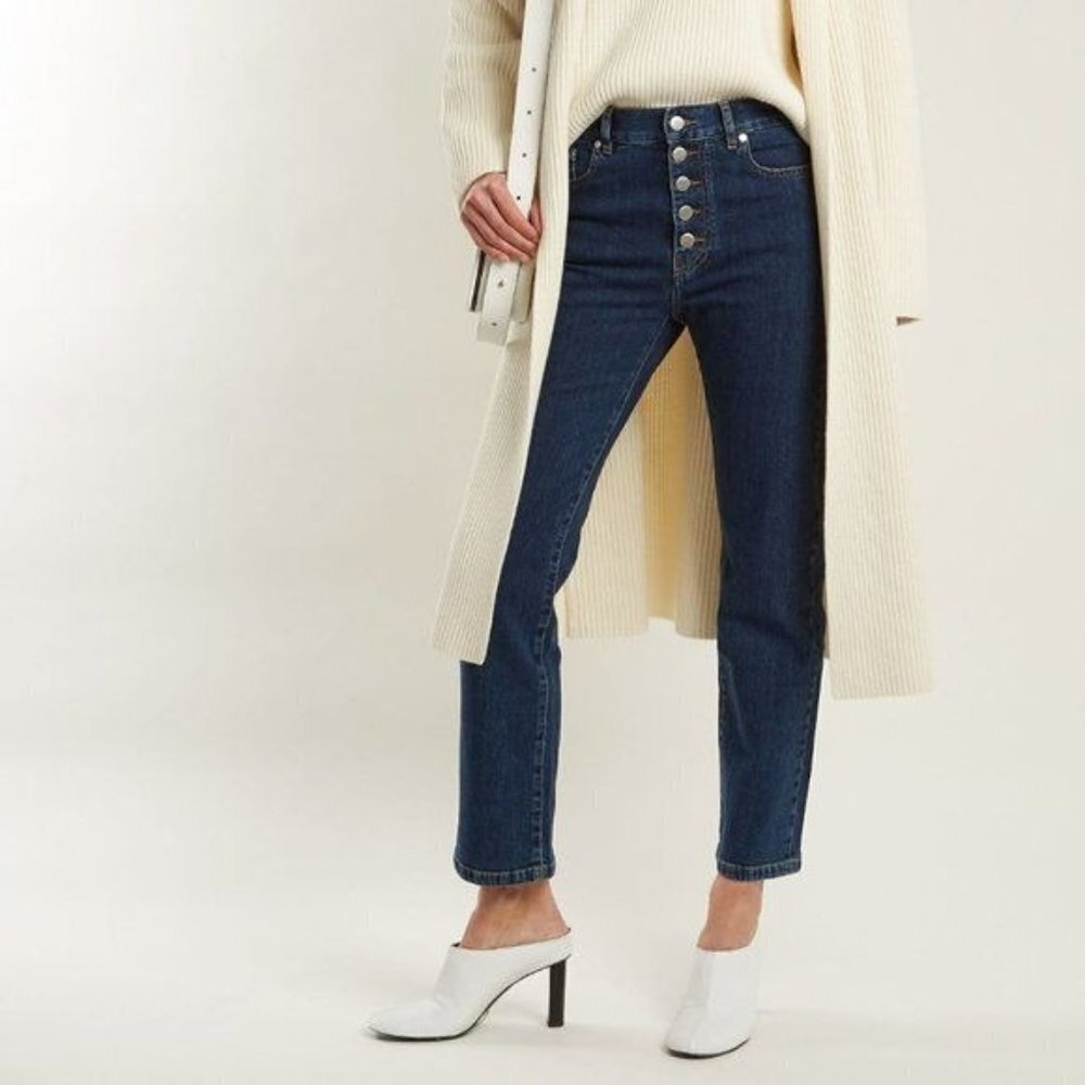 Joseph Den‎ High Rise Straight Jeans Women's Size 28 Medium Wash Button Fly